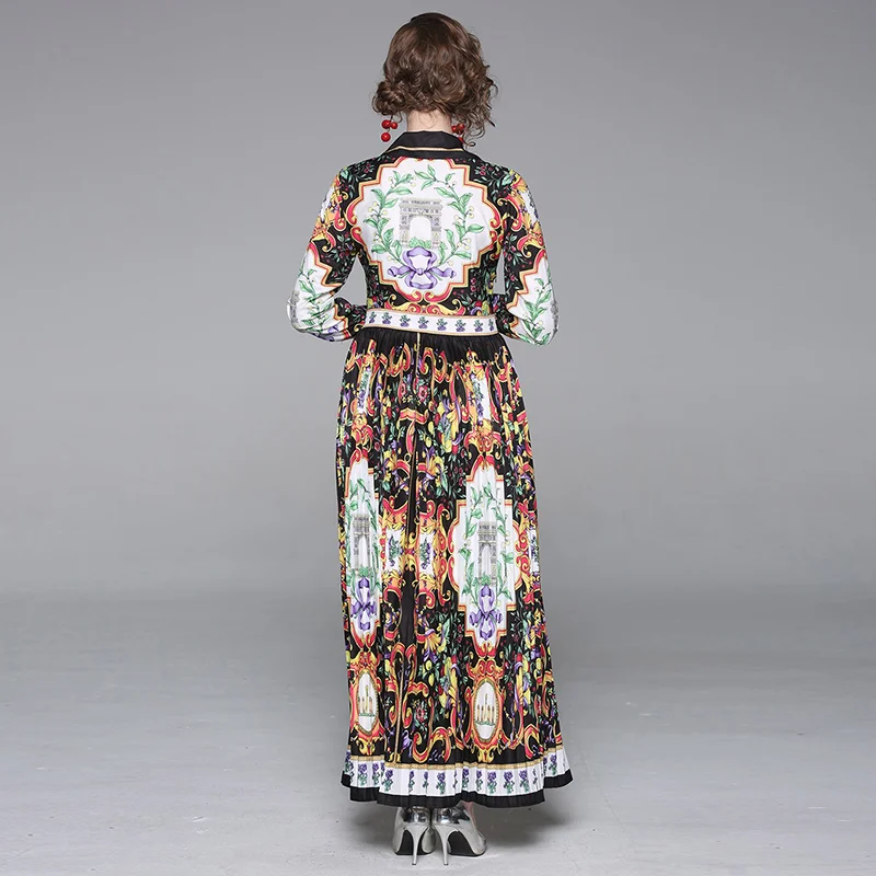 Летние новые женские лацканы Цветочные slim fit плиссированные качели выше колена