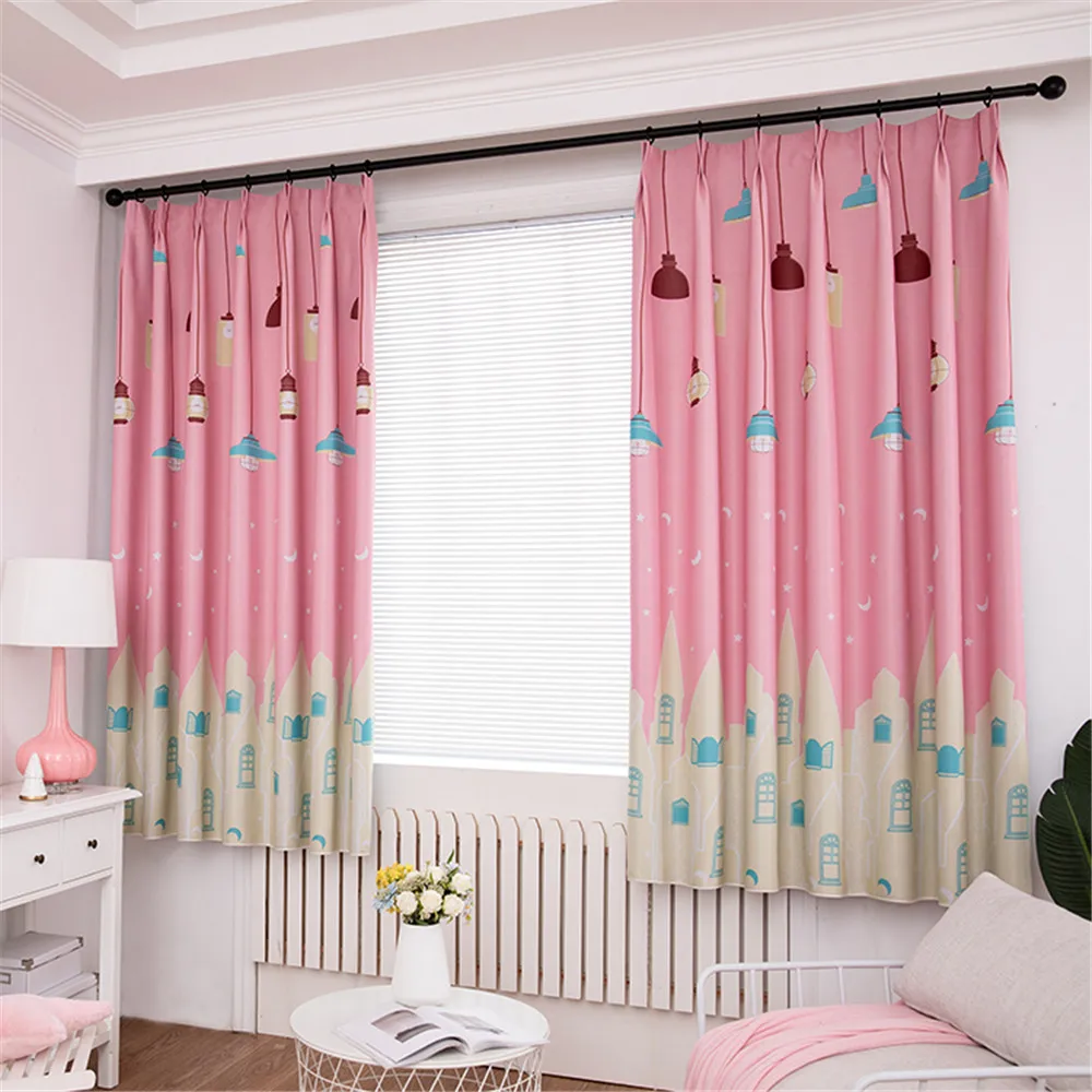 Denisroom розовые занавески с принцессой для спальни короткие плотные затемненные