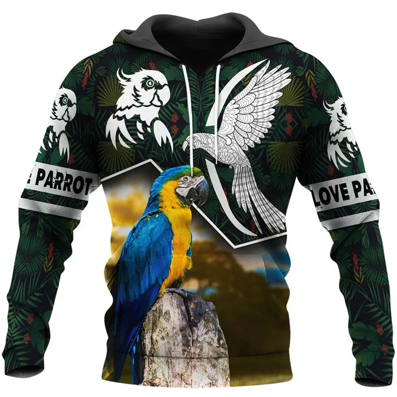

The most fashionable Love Parrot 3D print Unisex casual Zip Hoodie casual Street hip hop Hoodie