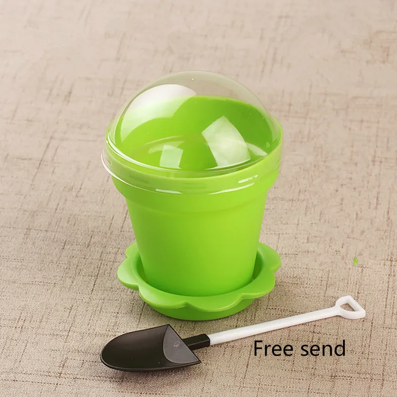 

20pcs Creative DIY basking dessert decor thicken plastic cups party birthday favor disposable ice cream cup with lid and spoon