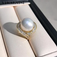 yikalaisi 925 sterling silver rings jewelry for women 11 12mm oblate natural freshwater pearl rings wholesales