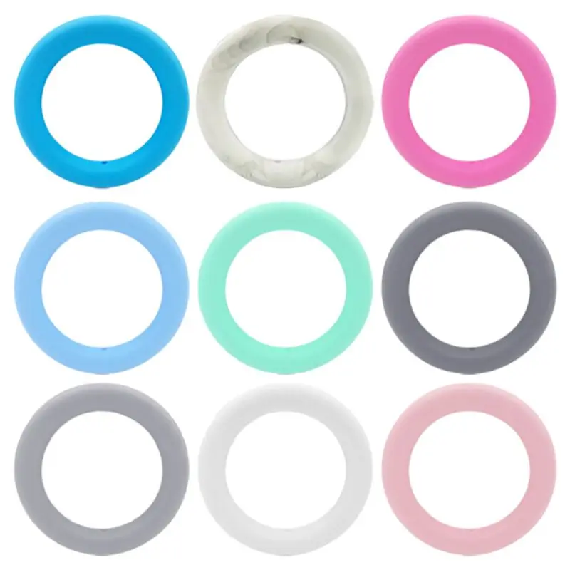 

5Pcs/Pack 65mm Silicone Teether Ring Beads DIY Baby Chewable Nursing Teething Shower Gifts
