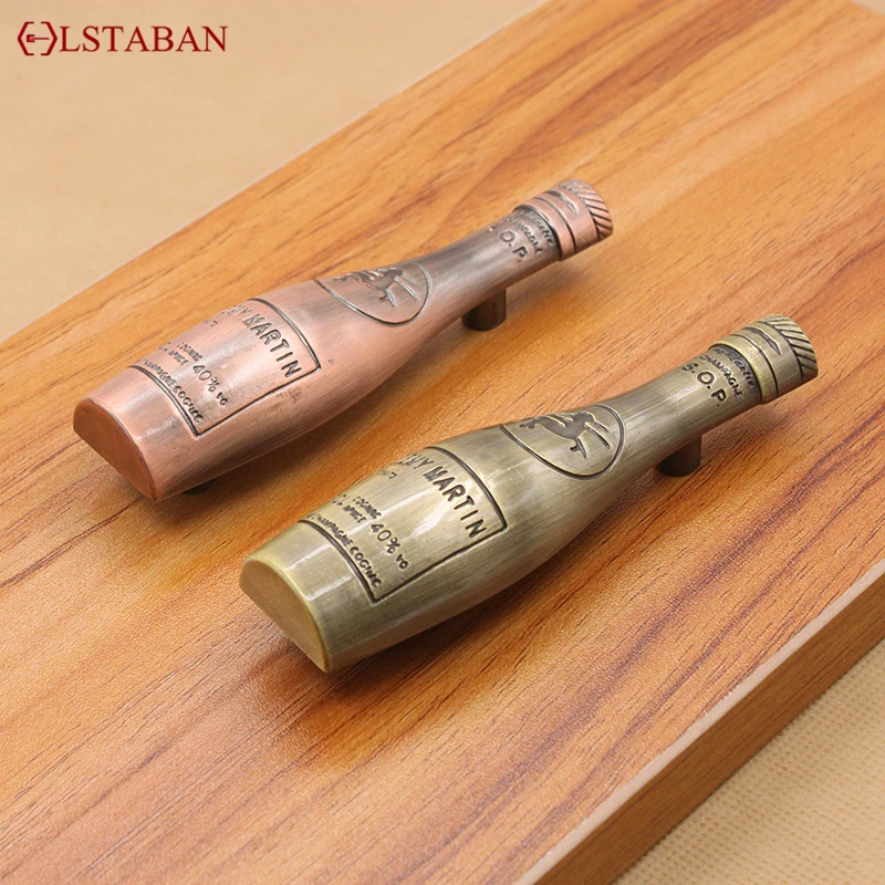 

LSTABAN European Classical Retro Wine Bottle Handle Cabinet Drawer Wardrobe Door Zinc Alloy Hand Pull Furniture Knob