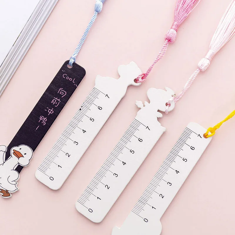 Корейская креативная мультяшная веб-звезда утка кисточка деревянная линейка для