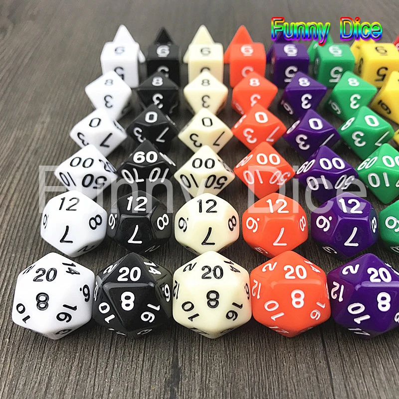 Отдых на открытом воздухе 7 шт./компл. кости многогранные d4 d6 d8 d10 d12 d20 игры 10 цветов