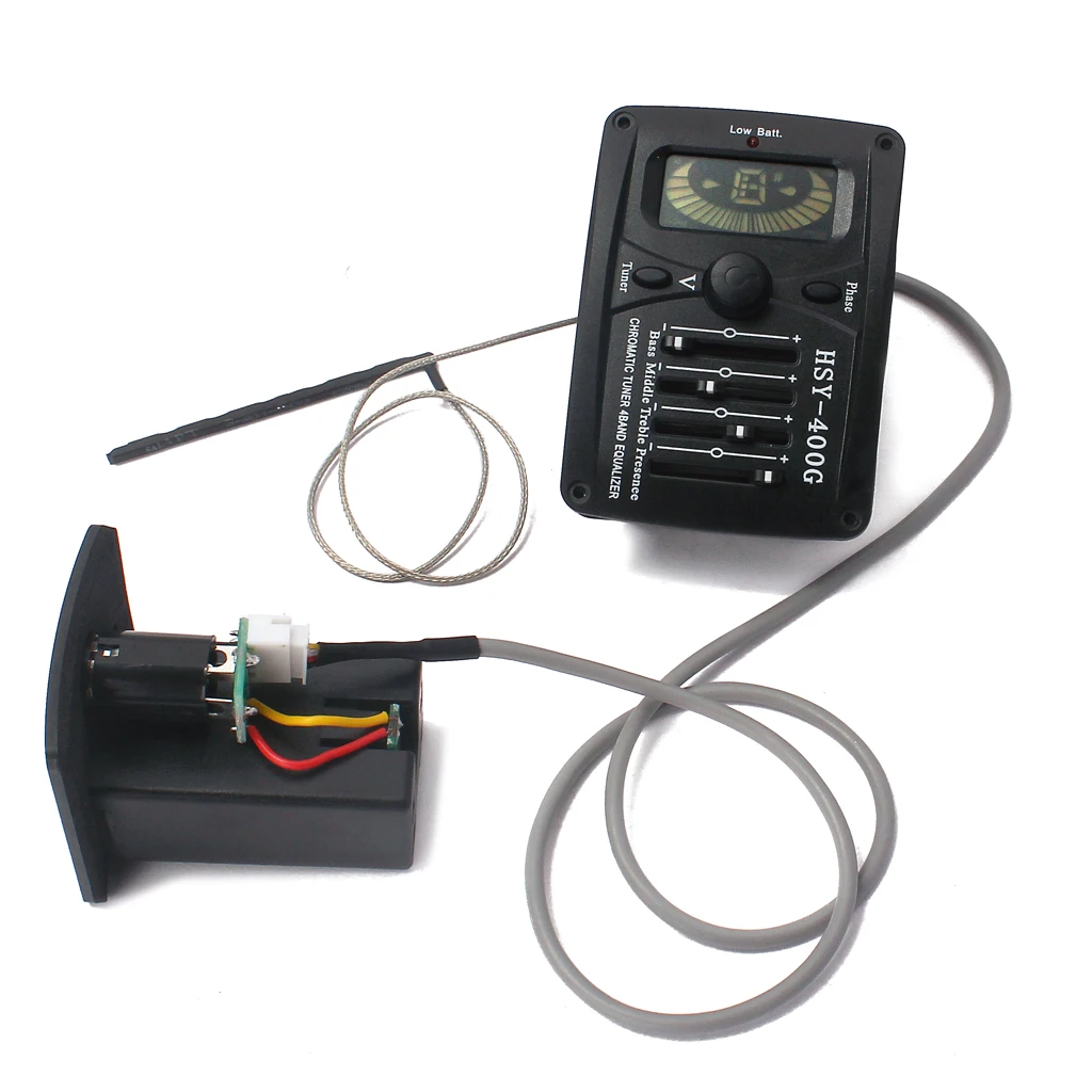 

4 Band Acoustic Guitar Preamp Amplifier Tuner LC-400G Pickup with Battery Box