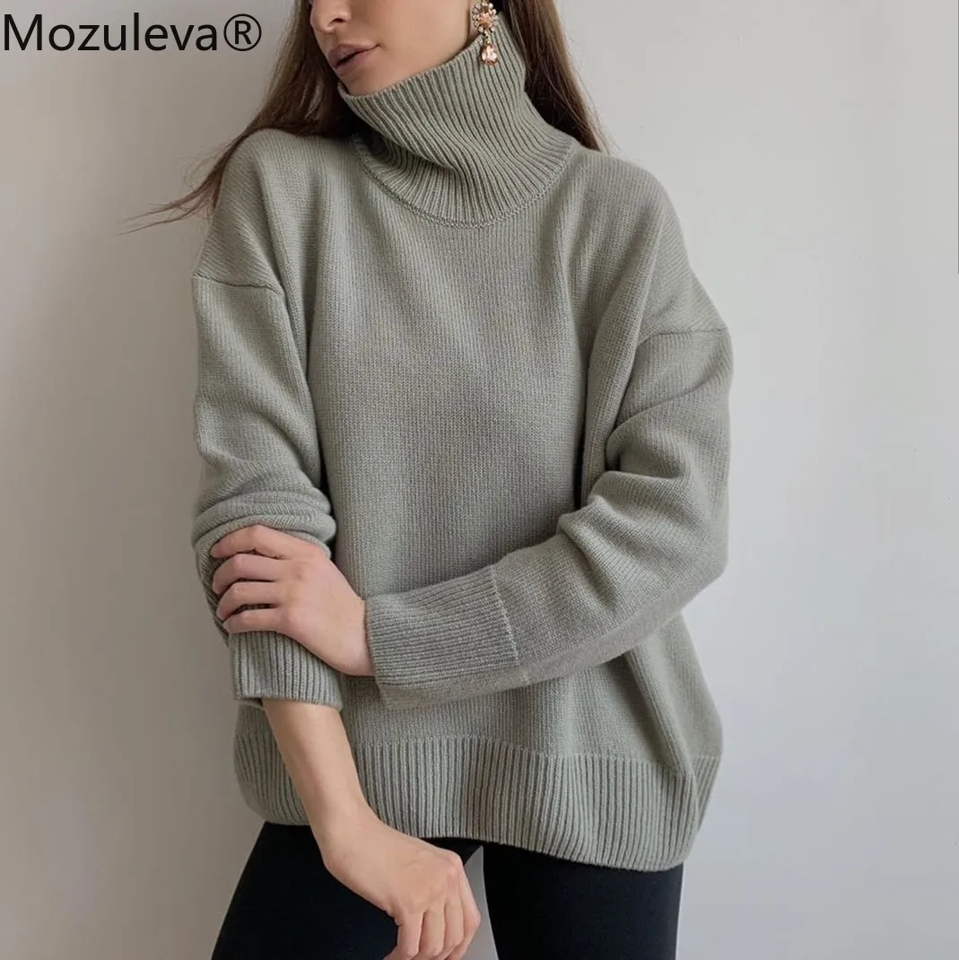 2021 Autumn/Winter Women's Solid Color Turn Classic Knitted Casual Sweater Korean Fashion Women Turtleneck Sweaters | Женская одежда