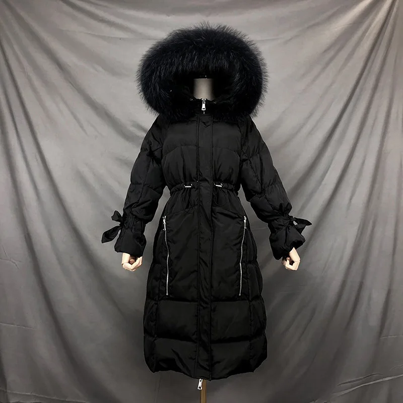 Свободные корейские зимние пуховики с меховым воротником пальто для женщин