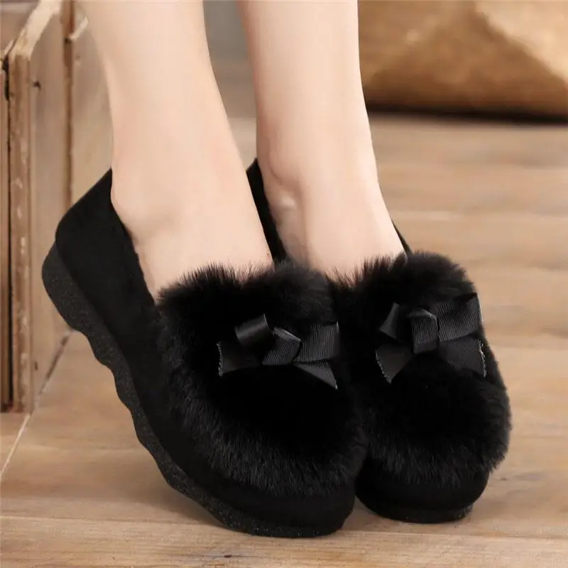 

Новинка, зимняя женская обувь, теплые плюшевые Лоферы без шнуровки, удобные женские ботинки на плоской подошве, теплая Повседневная сохраня...