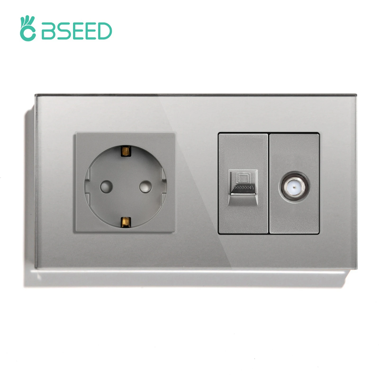 BSEED настенная розетка с стеклянной панелью  белая/черная/золотая