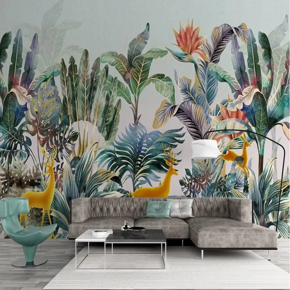 

Изготовленные на заказ 3D-обои Milofi с ручной росписью, тропические растения, Лось