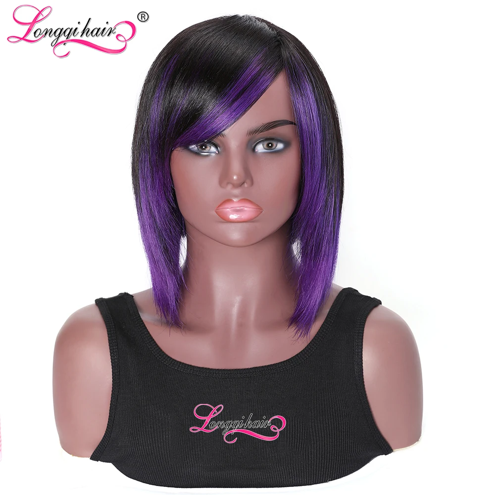 Модный многослойный парик с Бобом Короткий прямой 100% из человеческих волос