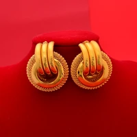 24k dubai france gold color drop earrings for women girls bridal wife round gifts african bijoux africaine
