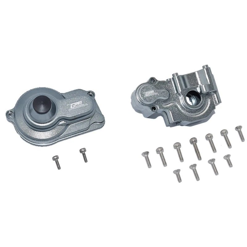 

2 Set RC Car Part: 1 Set Metal Rear Gearbox Case Gear Box Housing Cover & 1 Set Metal Rear Main Gear Cover Gearbox Case