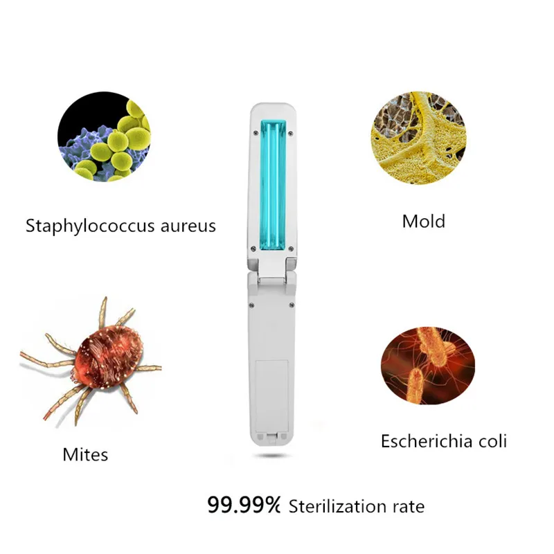 

Handheld Portable Disinfection Stick UV Germicidal Lamp Folding Disinfection Antivirus 350-400mA 253.7nm