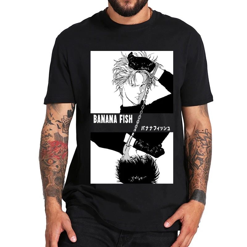 

New Banana Fish printing Summer T Shirt Men Tops Tee Novelty Men Short Sleeve Crewneck Tees Mens T-Shirts