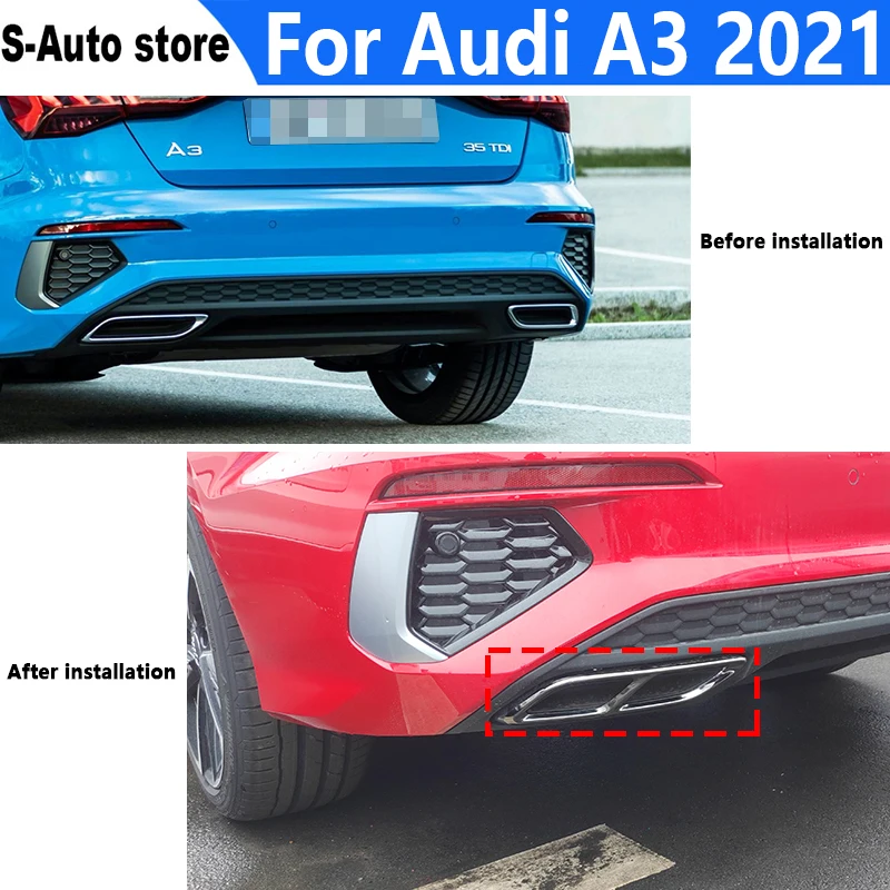 

1 пара для Audi A3 2021 внешняя задняя труба автомобильный Стайлинг выхлопная труба декоративная наклейка для рамы аксессуары для отделки