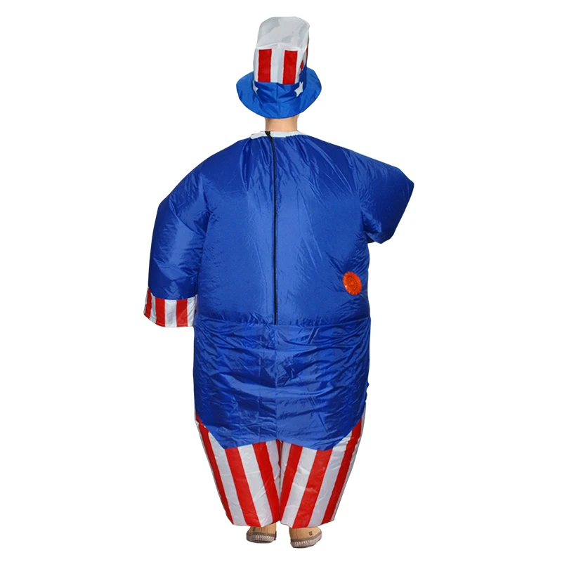 

Adult Uncle Sam Halloween Cosplay Costume Inflatable Costumes Stripe Patriot Jumpsuit Inflated Garment Party Disfraz for Men