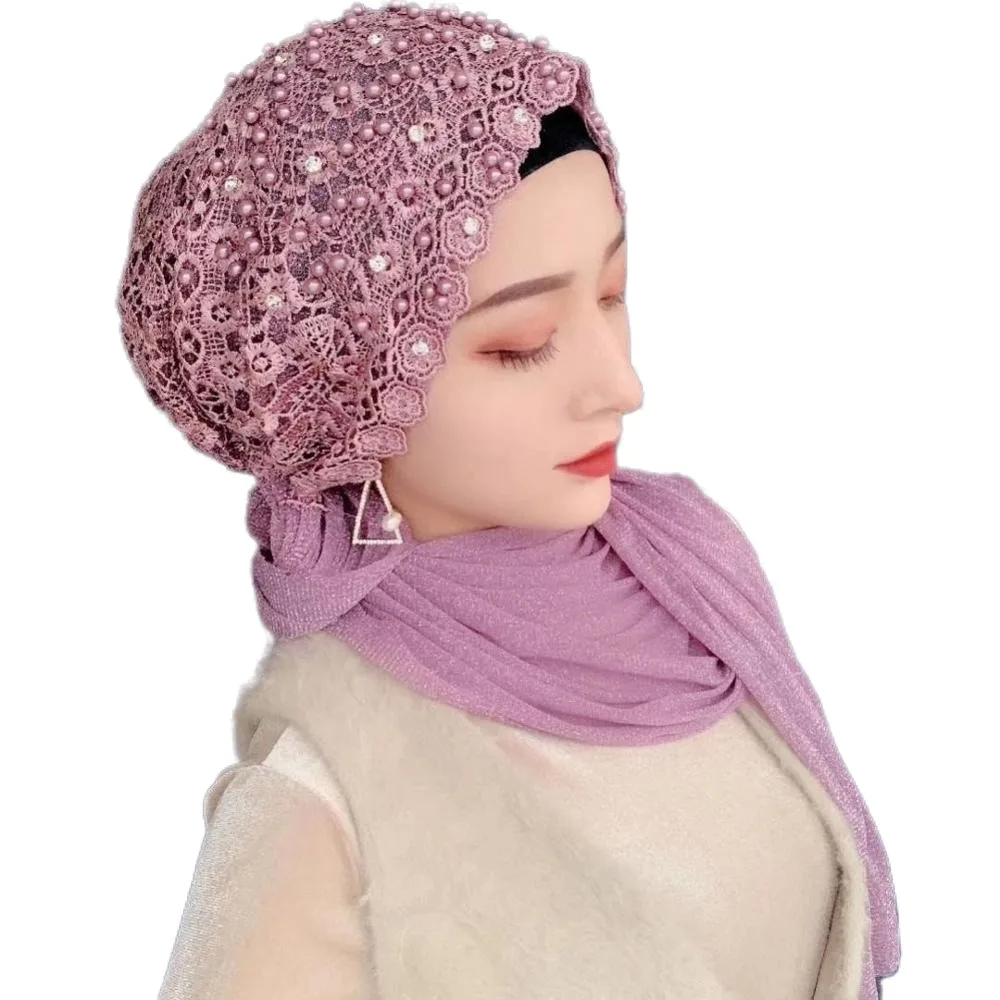 

Head scarf Muslim women girls lace hijab instant caps
