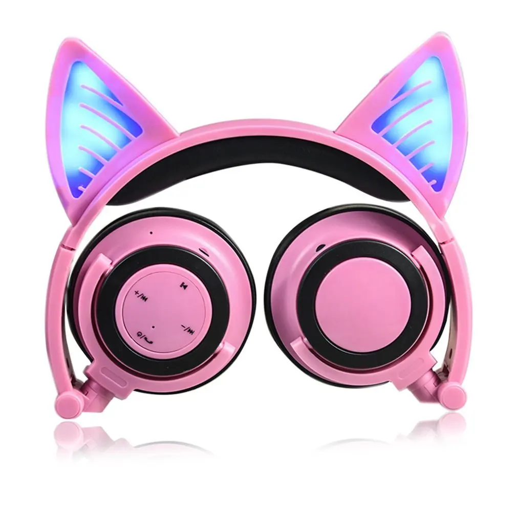 Складные Наушники с кошачьими ушками для косплея Bluetooth беспроводная Проводная