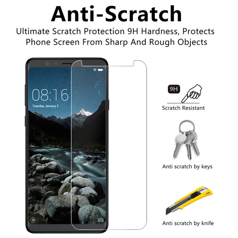 2 штуки твердое 9H стекло защитное для Samsung Galaxy A8 Plus A6 A7 A9 2018 Защита экрана Note 7 5 4 3