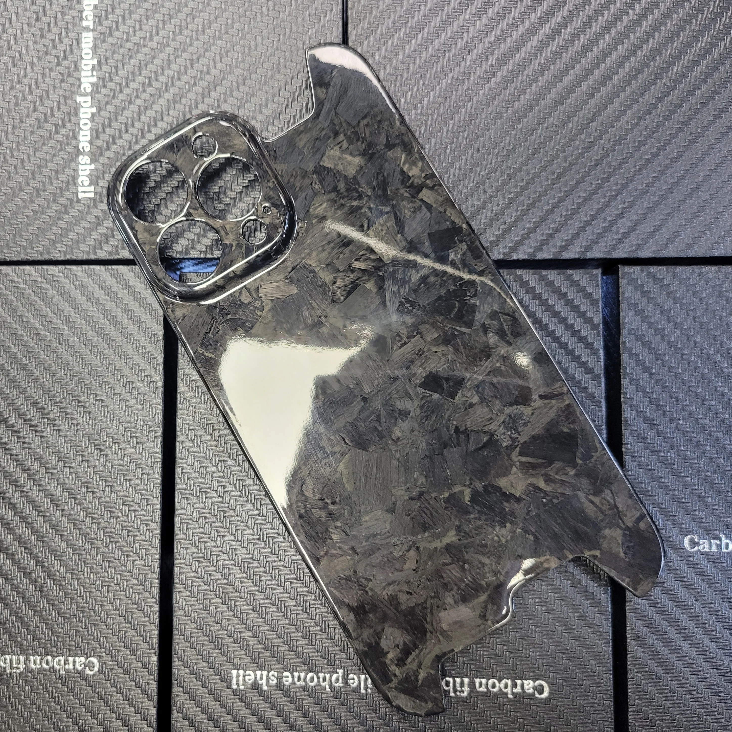 

Forging Real Carbon Fiber Phone Case For iPhone 13 Pro Max Glossy Marbling Racing Car Phone Back Case iPhone13 12 Pro Fine Hole