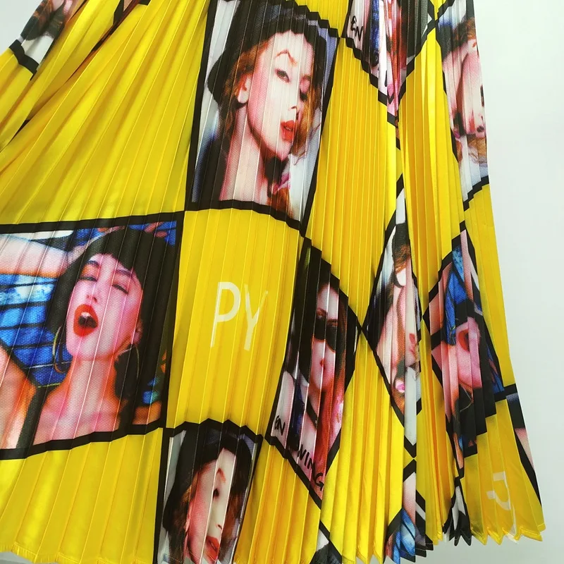 

Skirts For Women Plus Size 45-75kg Autumn Winter 2020 Fashion Printed Niche Design High Waist Big Swing Miyake Pleated Clothes