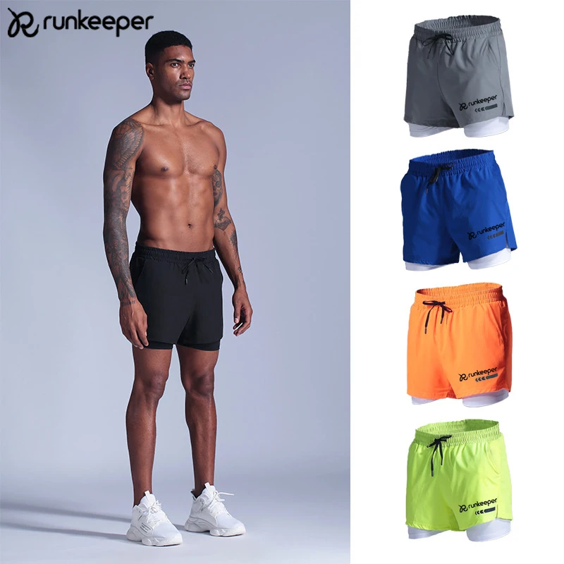 

Men's Sports Shorts Running Jogging Fitness Shorts New Solid Color Cycling Shorts Gym Shorts Quick-Dry Double Training Shorts