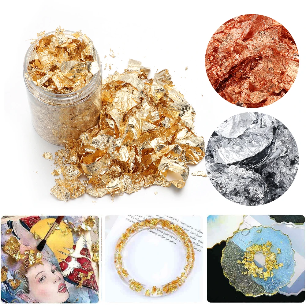 Формы для смолы 3/5/10 г наполнения золотые хлопья Золотой лист Золотая фольга