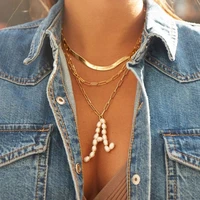 baroque natural freshwater pearl 26 letters pendant stainles steel 0 word necklace woman accesories gift for girlfriend bracelet