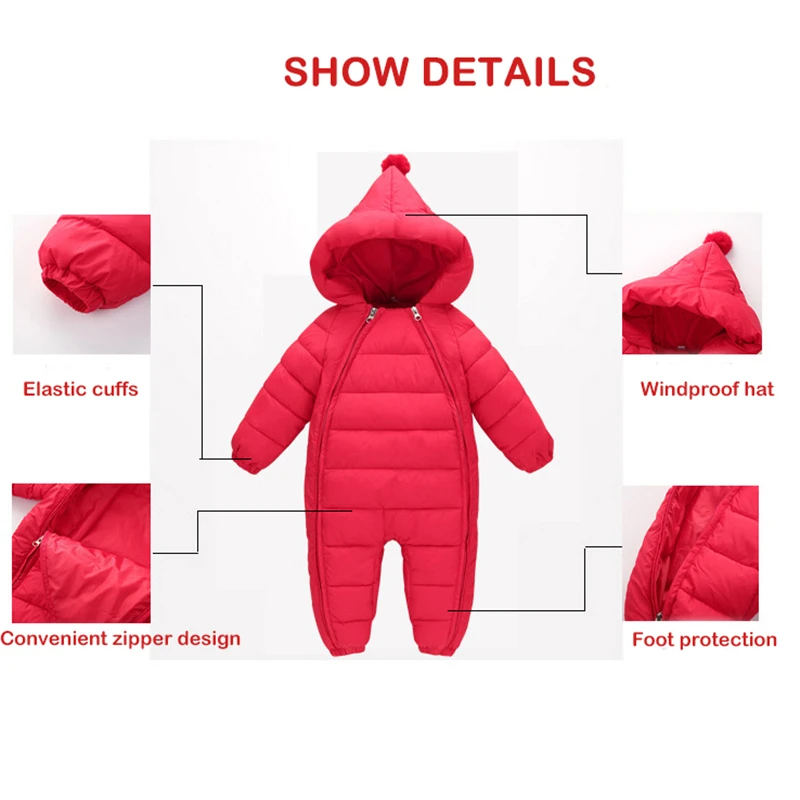 3 шт./лот/партия зимняя плотные Комбинезоны Одежда для новорожденных пуховик