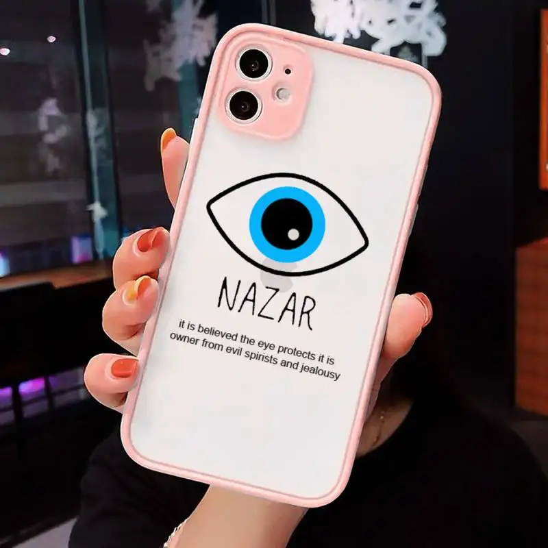 

Turkish lucky Blue Evil Eye Abstract Phone Case Matte Transparent for iPhone 7 8 11 12 s mini pro X XS XR MAX Plus cover funda