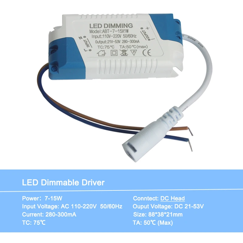 h-7-15W-DC 3-24 Вт светодиодный затемняющий пластиковый корпус драйвер с DC женской головкой источник питания внешний привод 280-300mA Трансформаторы освещения - Цвет: h-7-15W-DC