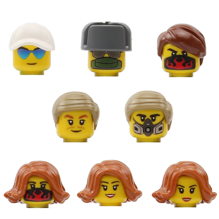 Feleph 8 шт./лот PUBG SWAT черный призрак солдат Военная фигурка головы набор с оружие