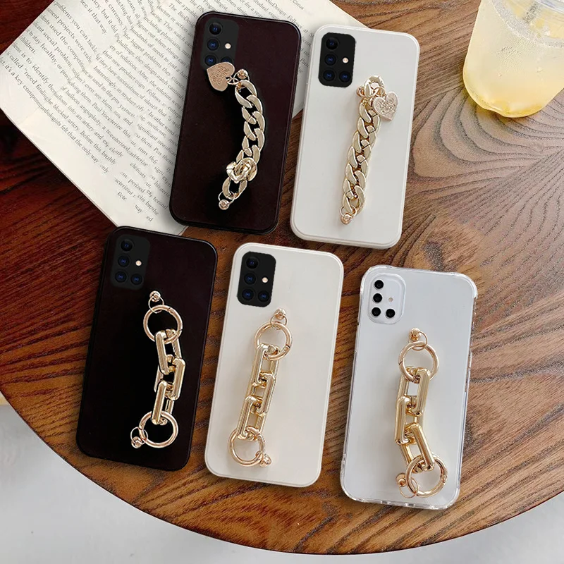 

Plating Acrylic Bracelet Chain Soft Phone Case For Samsung Galaxy S8 S9 S10 S20 S21 PLUS Note 8 9 A51 A71 A21S Back Cover