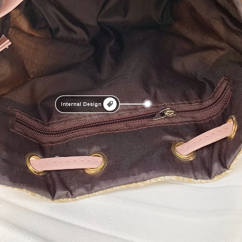 Женская пляжная Соломенная Сумка-ведро на шнурке популярная женская сумка для