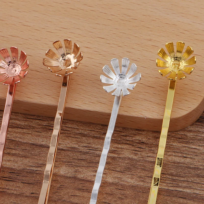 Размер: 12*5 мм Винтаж филигрань цветок шпильки &quotбобби&quot Blanks футболки для