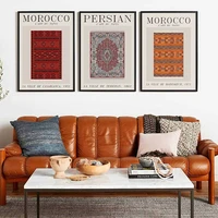 moroccan carpet persian prints poster red beige ethnic pattern wall art modern traditional style canvas painting home decor