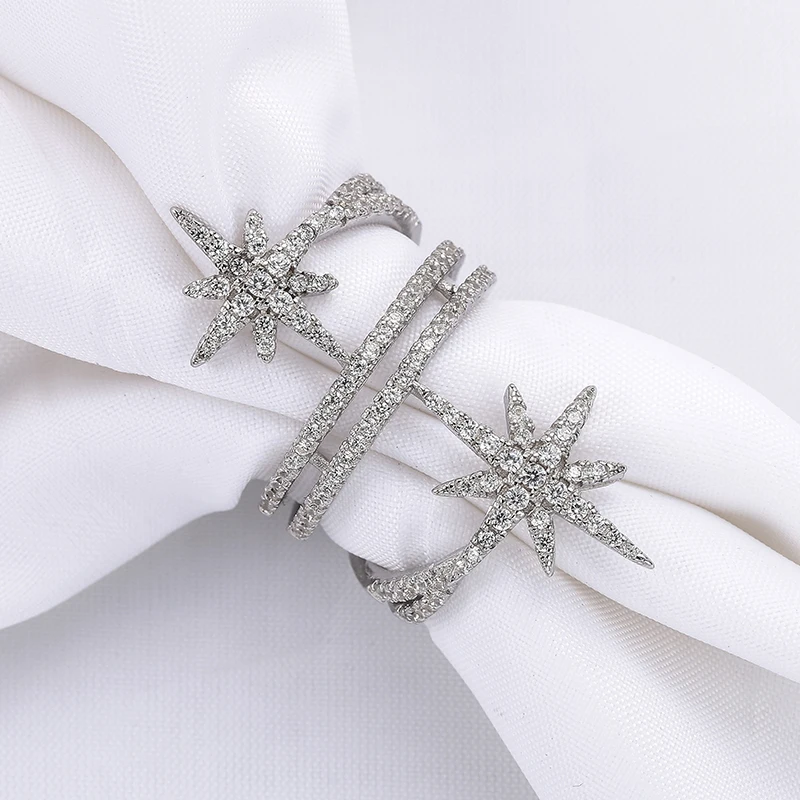 

925 fashion new light luxury star multi-layered meteor ring character letters exaggerated party decoration ring4