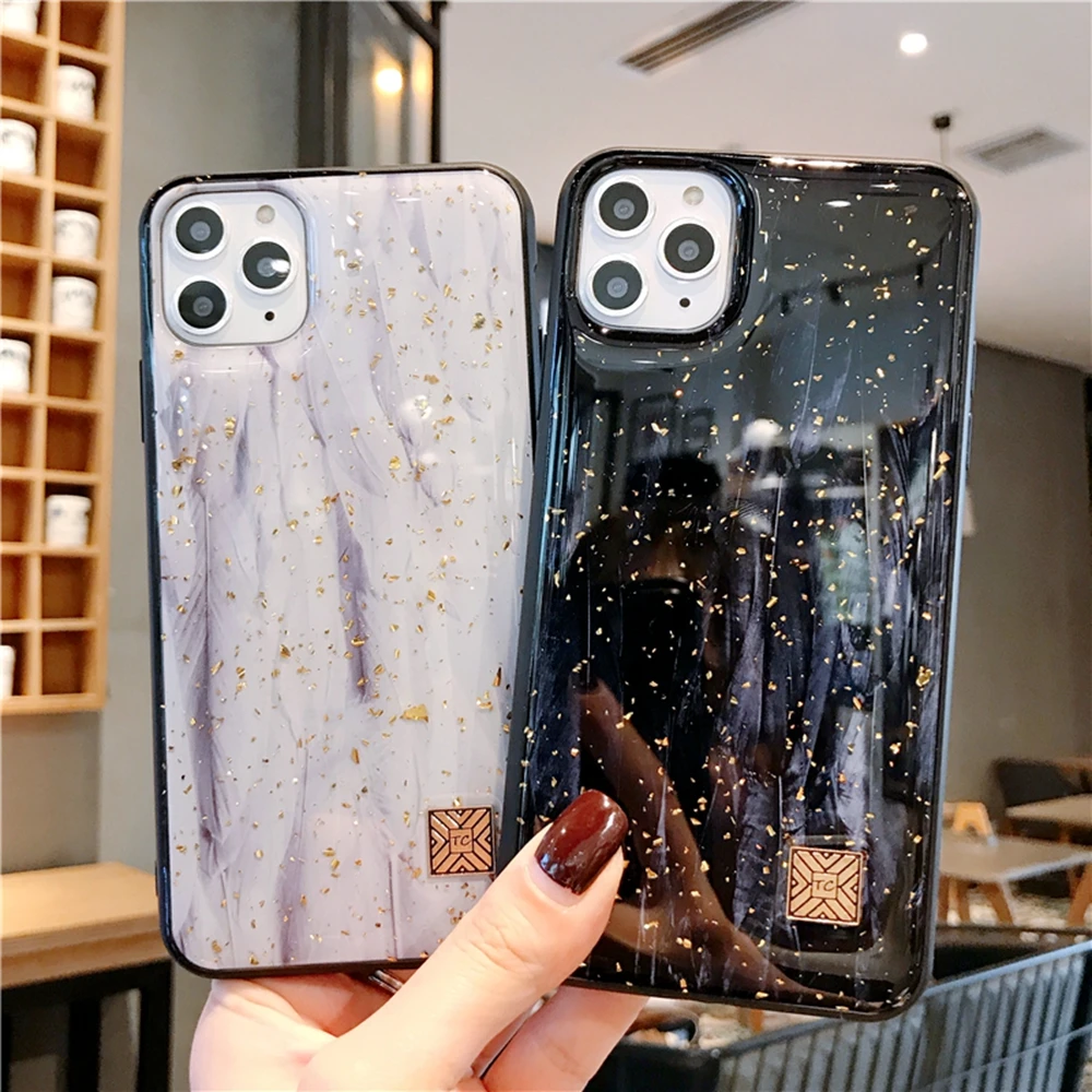 Черный золотой фольгированный чехол для телефона iphone 11 Pro Max 7 XR X 8 Plus блестящий 6s XS