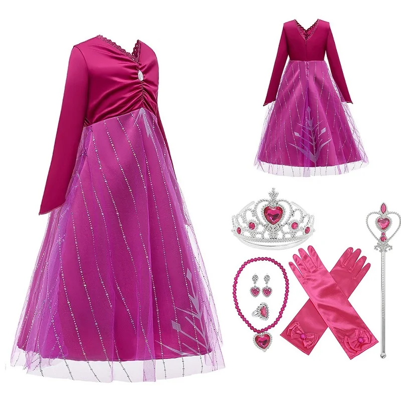 Платье принцессы Elza для девочек Детский костюм косплей Хэллоуин день рождения