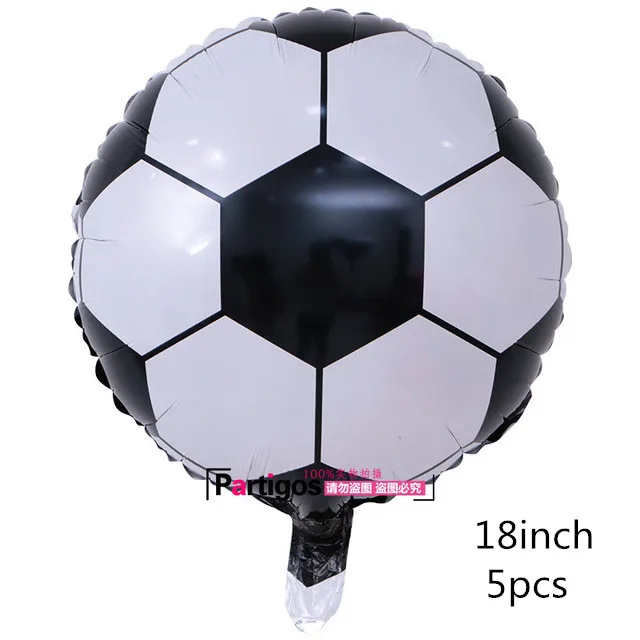 5pcs 18inch 9 шт., вечерние круглые воздушные шары для футбола, черного и золотого цвета, размер 40 дюймов, воздушные шары с гелием для спорта, вечерние украшения для мальчиков - Цвет: 5pcs 18inch