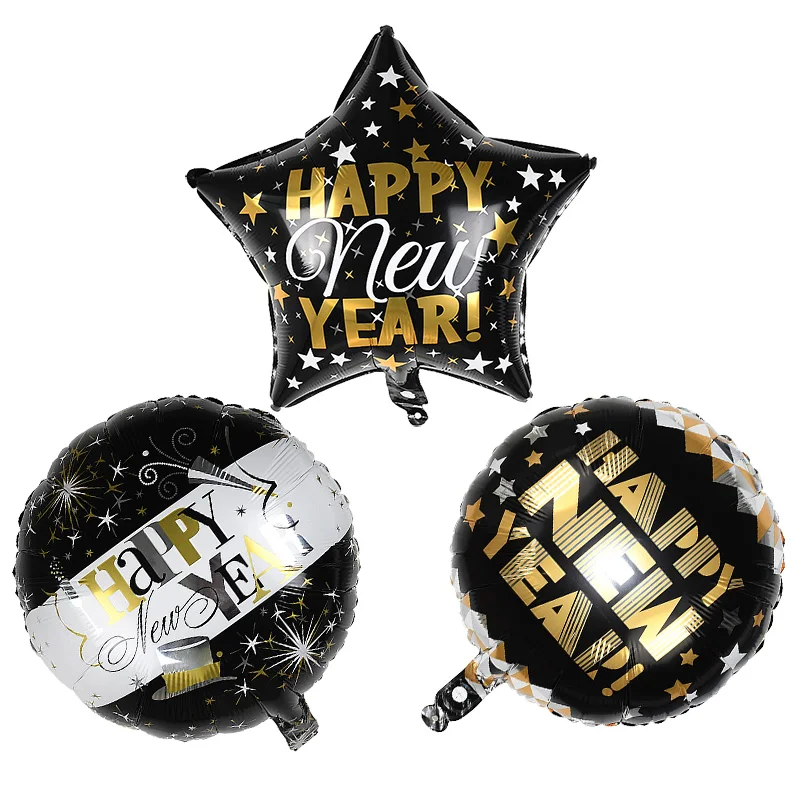 T02 1 комплект, черный, золотой надувной Гелиевый шар с новогодним праздником, украшение для дня рождения, Детские фольгированные шары, свадебные, рождественские принадлежности - Цвет: T02