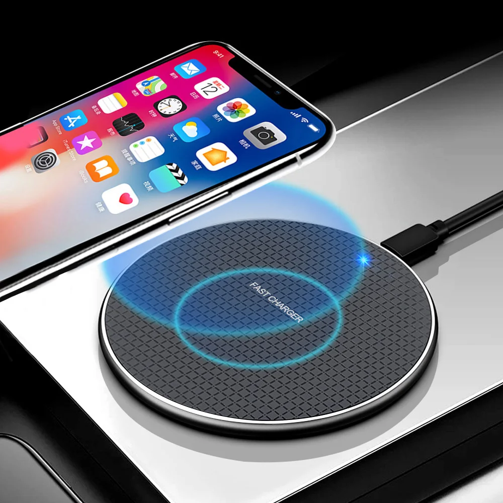 Беспроводное зарядное устройство Qi для Samsung Galaxy S8 S10 Xiaomi mi 9T Huawei P40 Nova 5T iPhone 12 11 Pro XS XR