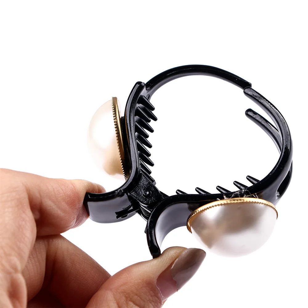 Заколка для волос с большими жемчужинами женская Элегантная черная мини зажим