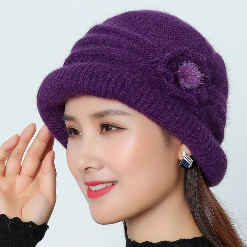SUOGRY Hat Beanie Женская осенне-зимняя теплая шапка Лыжная шапочка Женская лыжная вязаная шапка полосатый капот Femme меховая женская шапка