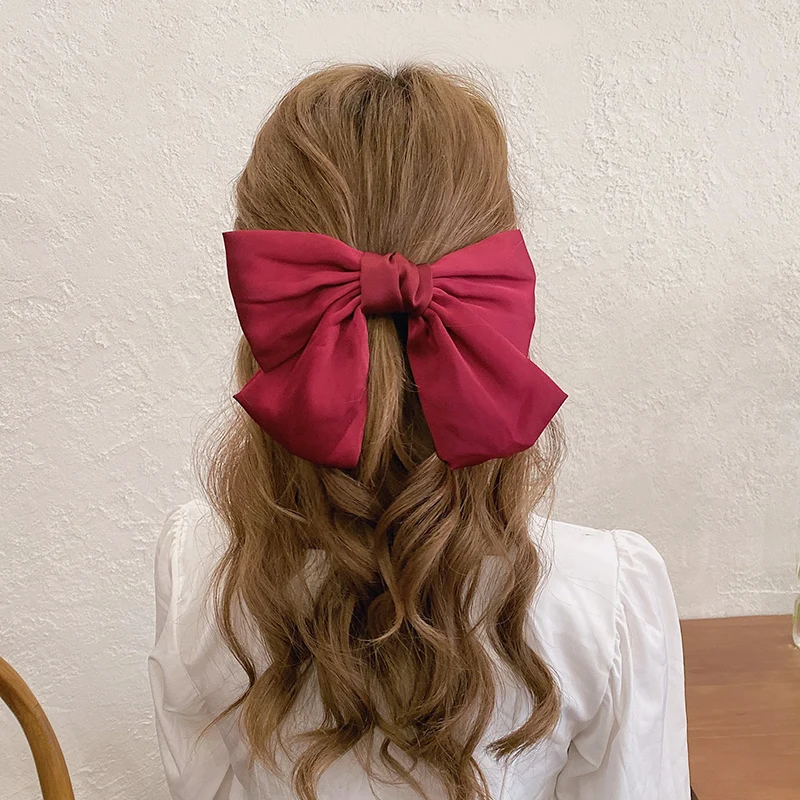 Женская заколка для волос красная с большим бантом в Корейском стиле выбор
