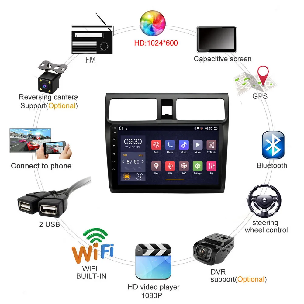 Автомагнитола 1 din android 2 32 ГБ 8 ядер для Suzuki Swift мультимедиа авто 2004-2010 dvd automotivo coche