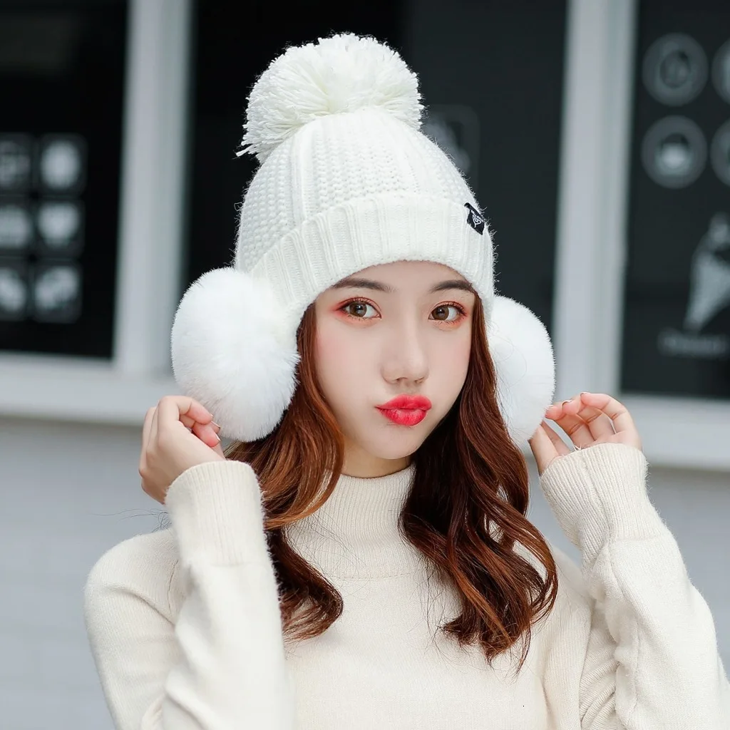 2019 зимняя вязаная шапка s для женщин теплая флисовая внутренняя шапочка девочек с