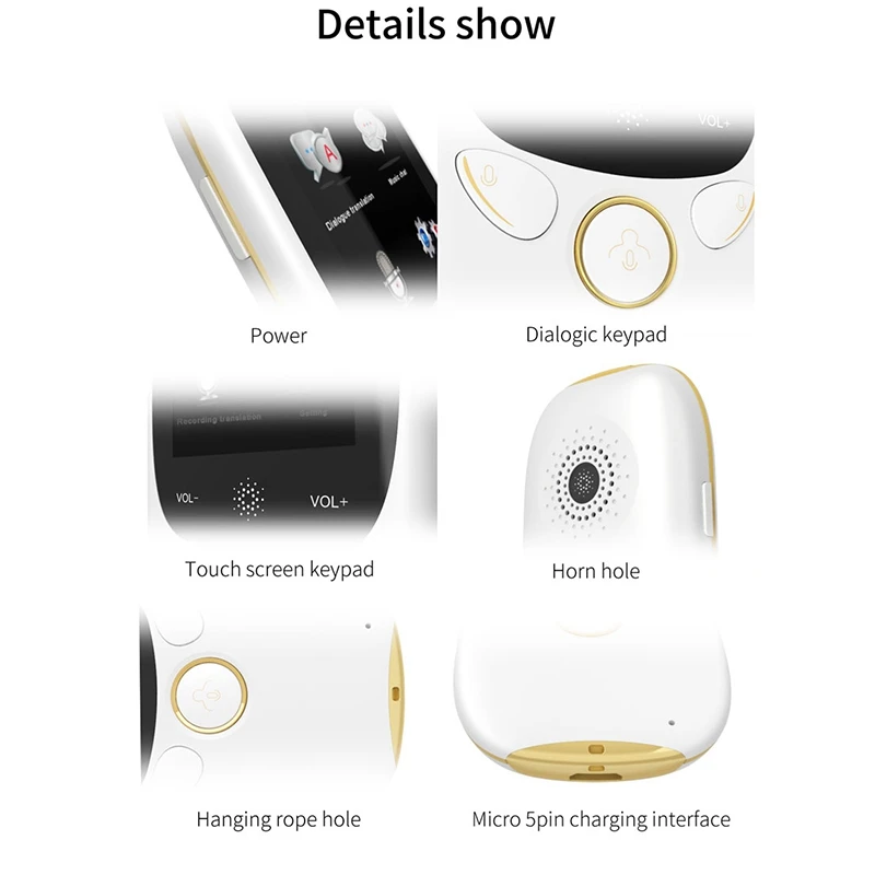 

Smart Translator Voice Language Translation Real-Time 75 Languages Instant Translator Voice Translator 2.0 Inches